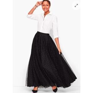 NWOT Talbots Dot Mesh Ballgown Skirt, black size 16